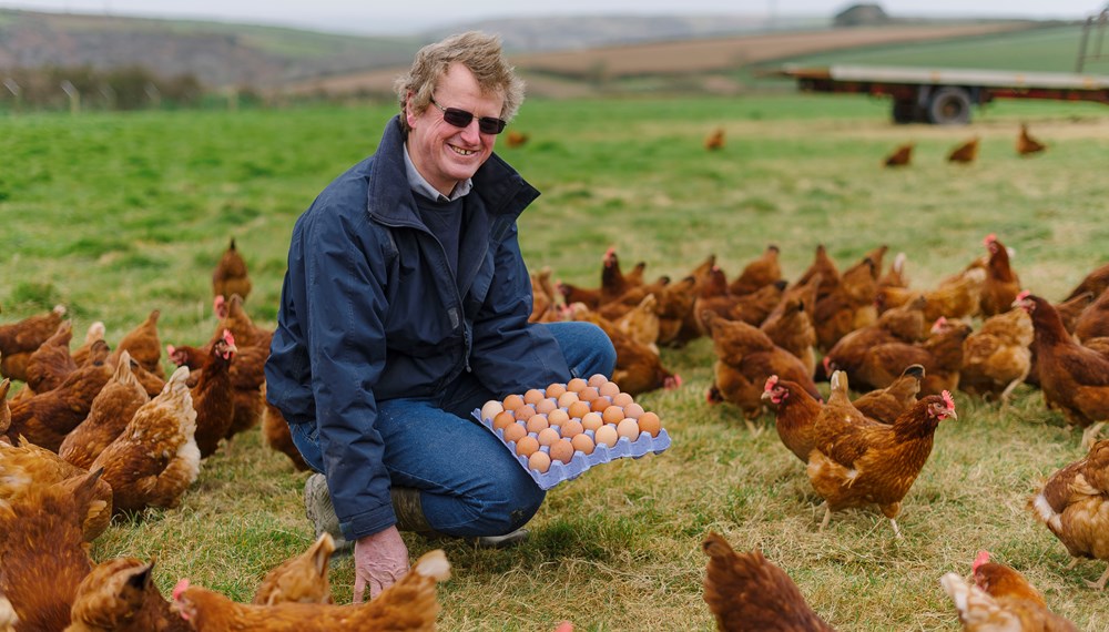 Peter Old sat with Cornhill Farm Blacktail hens